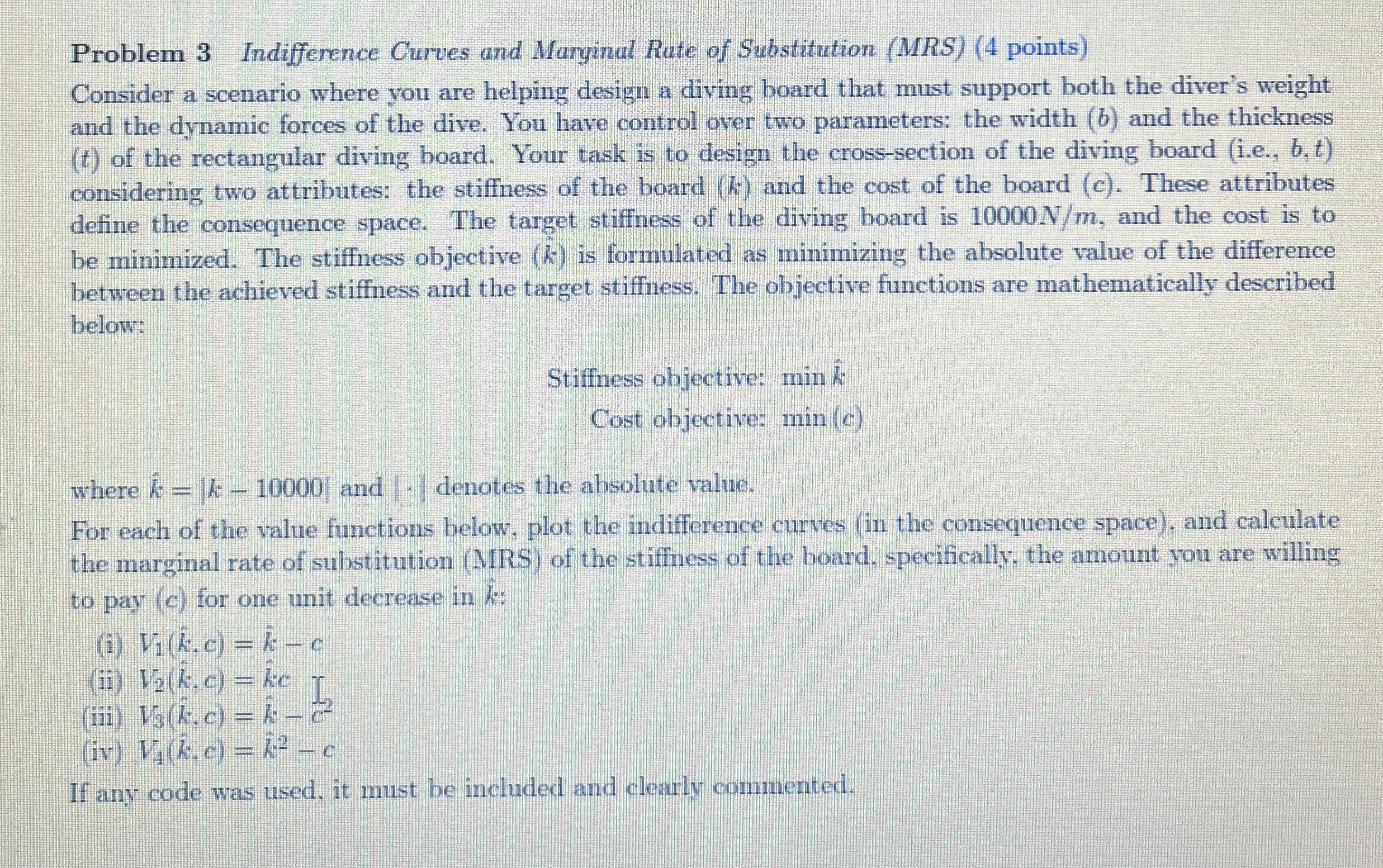 Problem 3 Indifference Curves and Marginal Rate