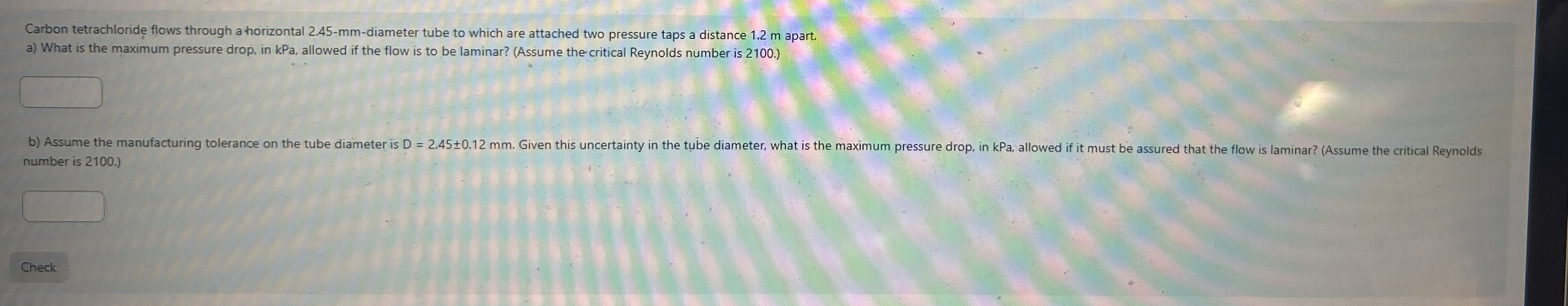 Carbon tetrachloride flows through a horizontal 2
