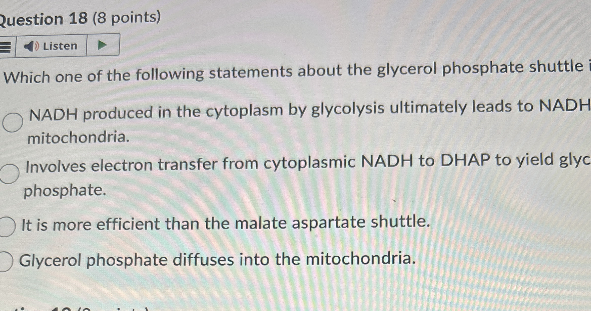 2 uestion 1 8 ( 8 points ) Which one of the