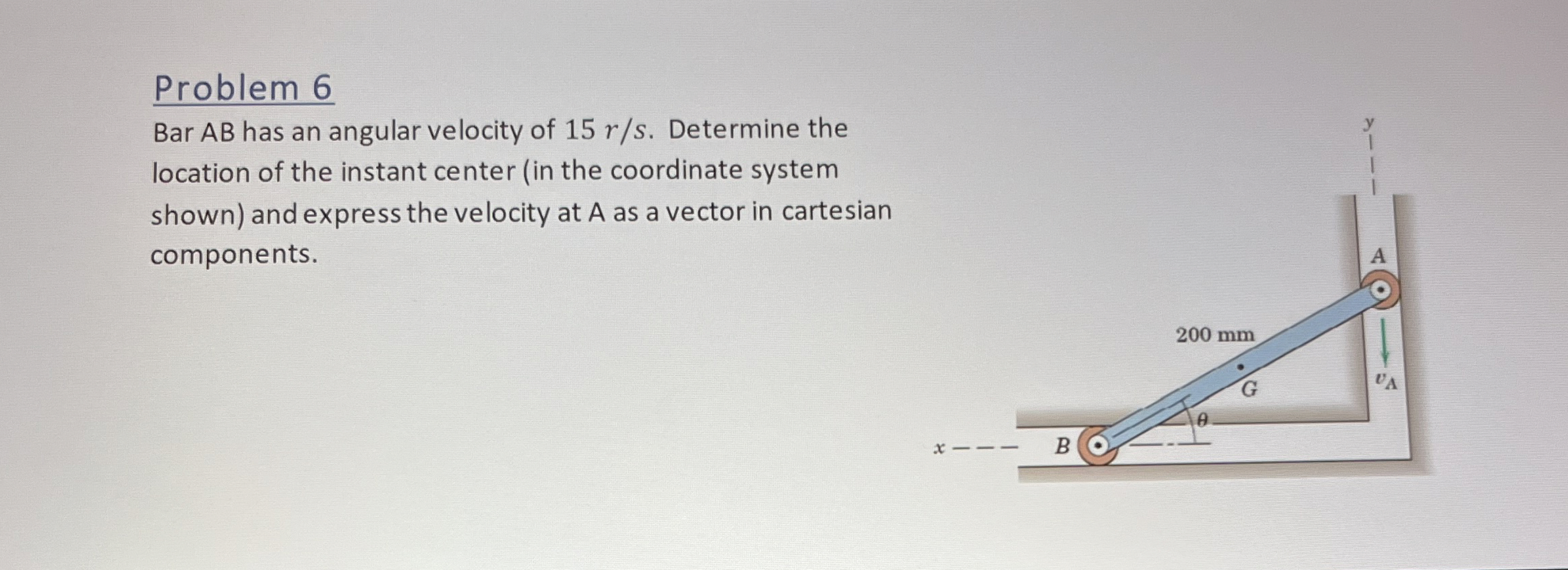 Problem 6 Bar AB has an angular velocity of 1 5 r