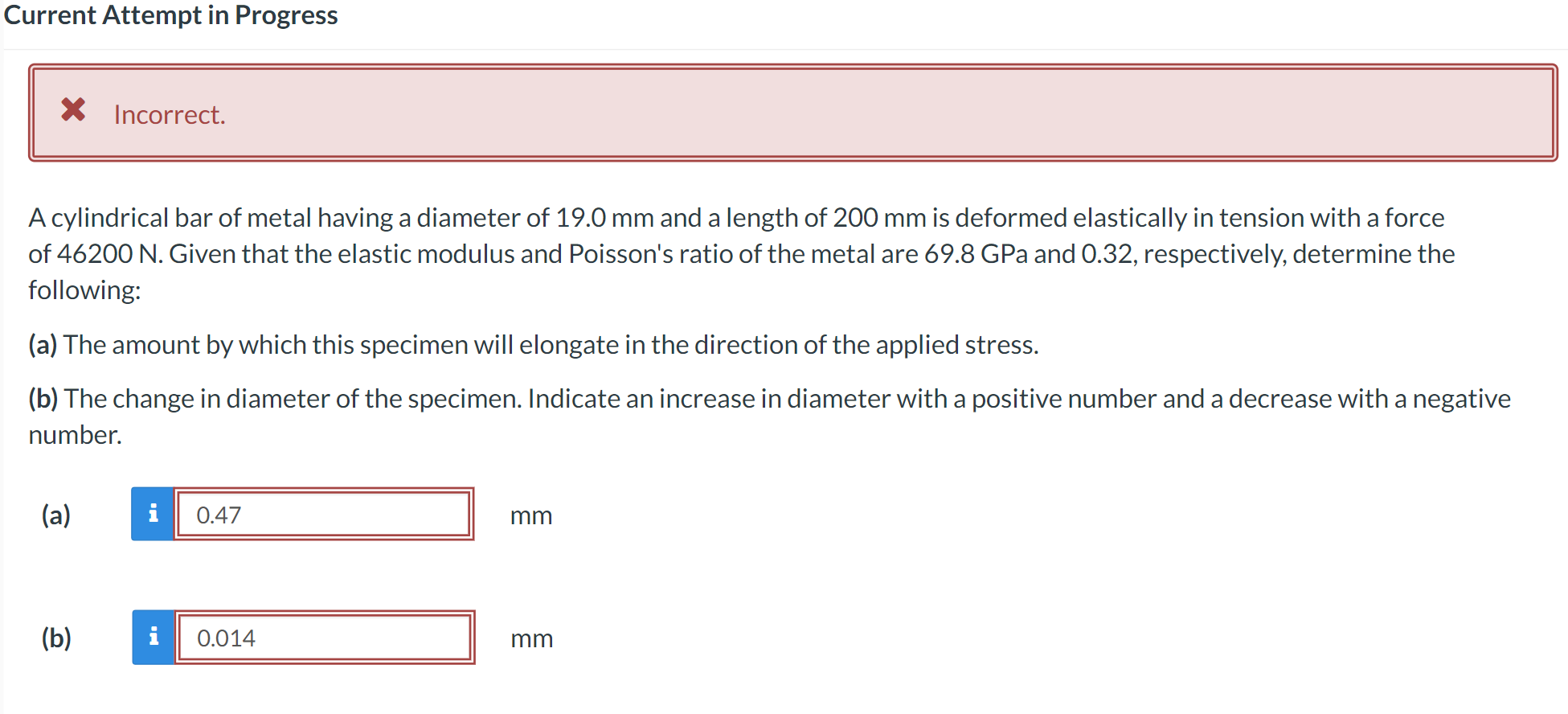 A cylindrical bar of metal having a diameter of 1
