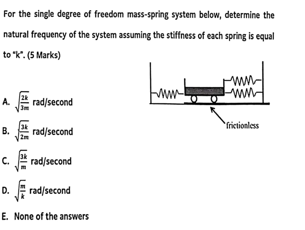 For the single degree of freedom mass - spring