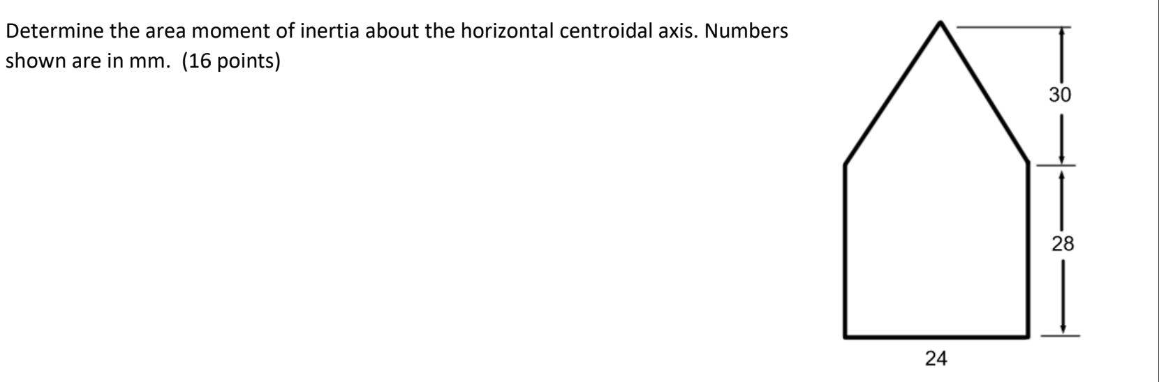 Determine the area moment of inertia about the