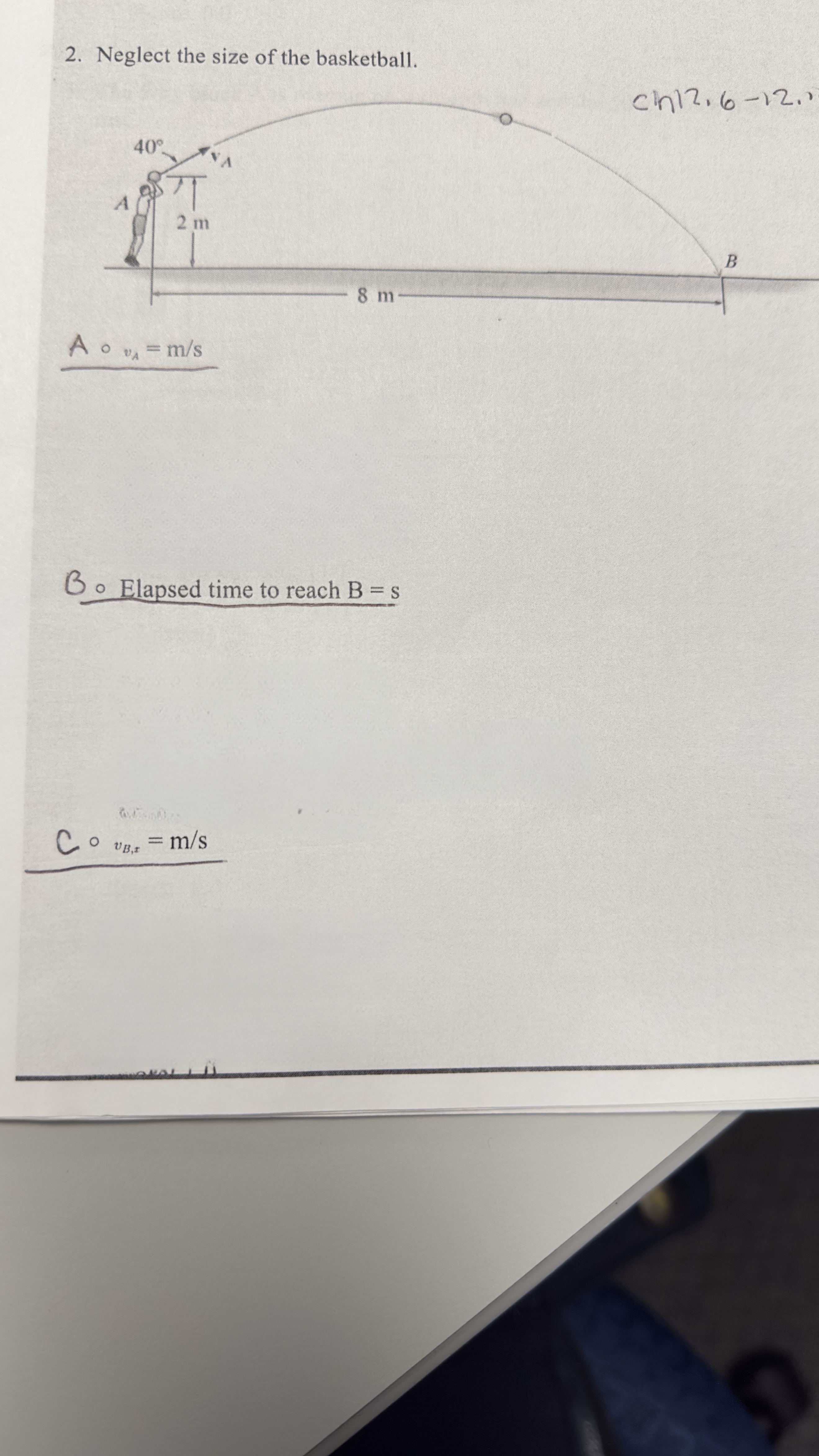 Neglect the size of the basketball.