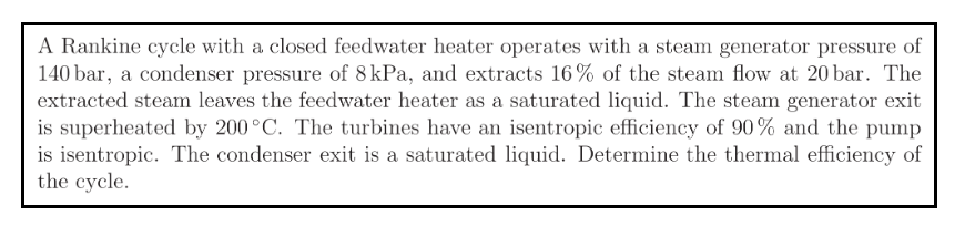 A Rankine cycle with a closed feedwater heater