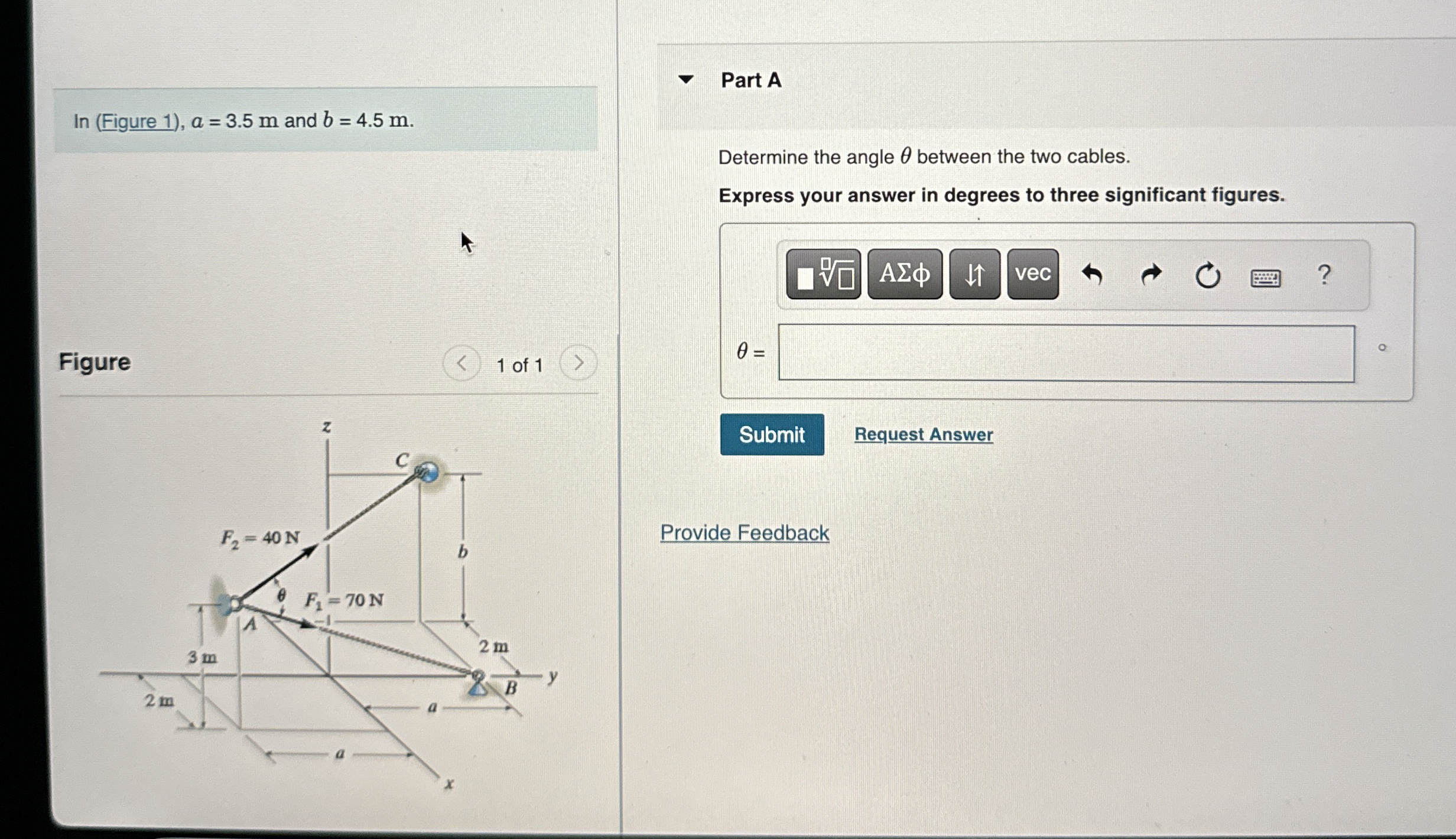 In ( Figure 1 ) , a = 3 . 5 m and b = 4 . 5 m .