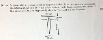 ( a ) A beam with a T cross - section is