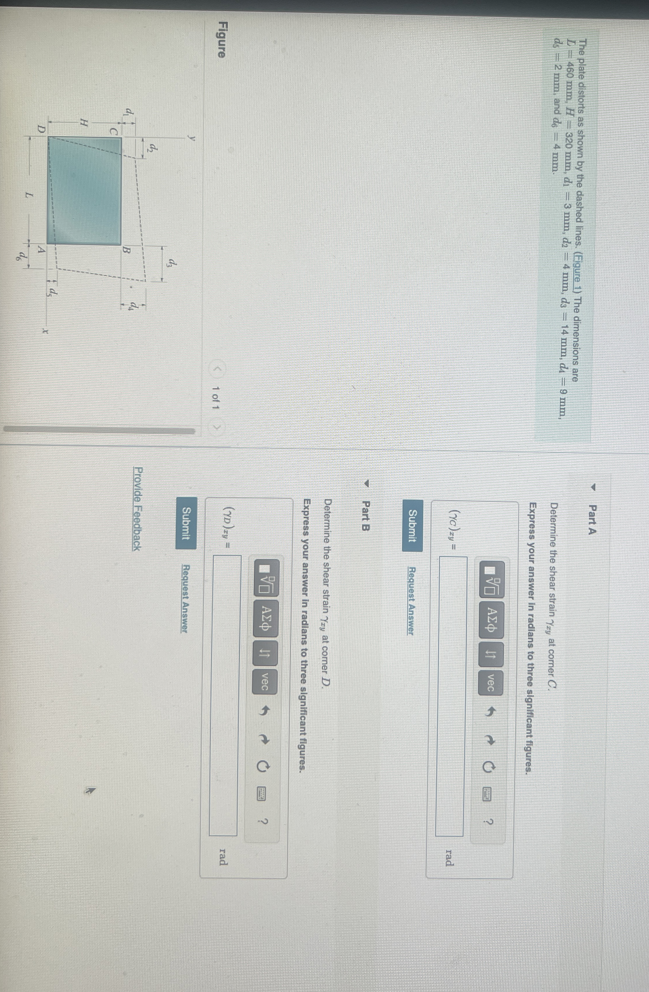 The plate distorts as shown by the dashed lines.