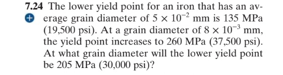 7 . 2 4 The lower yield point for an iron that