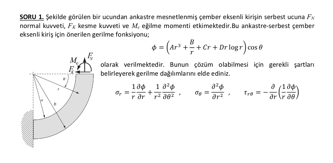 SORU 1 . ekilde g r len bir ucundan ankastre