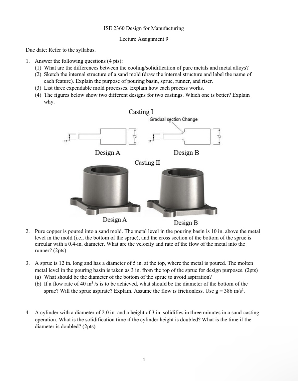 ISE 2 3 6 0 Design for Manufacturing Lecture