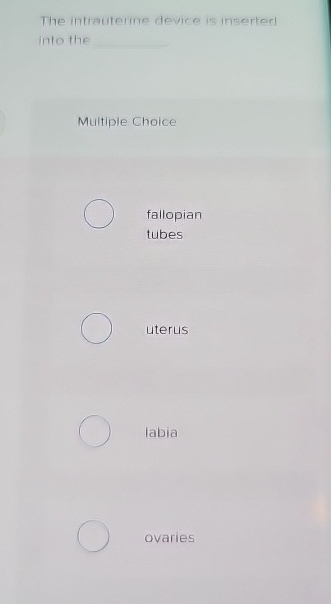 The intrauterine device is inserted into the