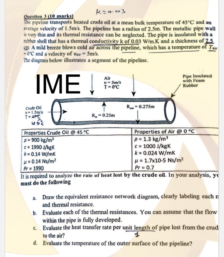 Question 3 ( 1 0 marks ) k = 0 . 0 3 The pipeline