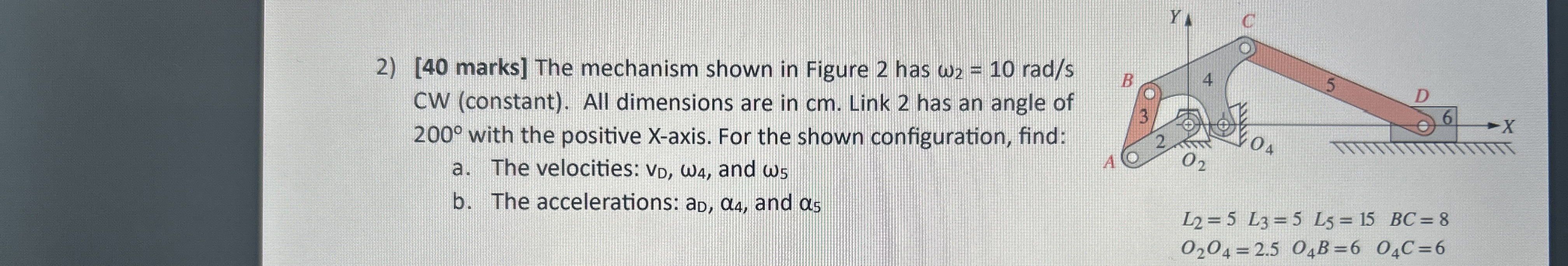 FIND THE ANGLE OF LINK 3 ANALYTICALLY. The