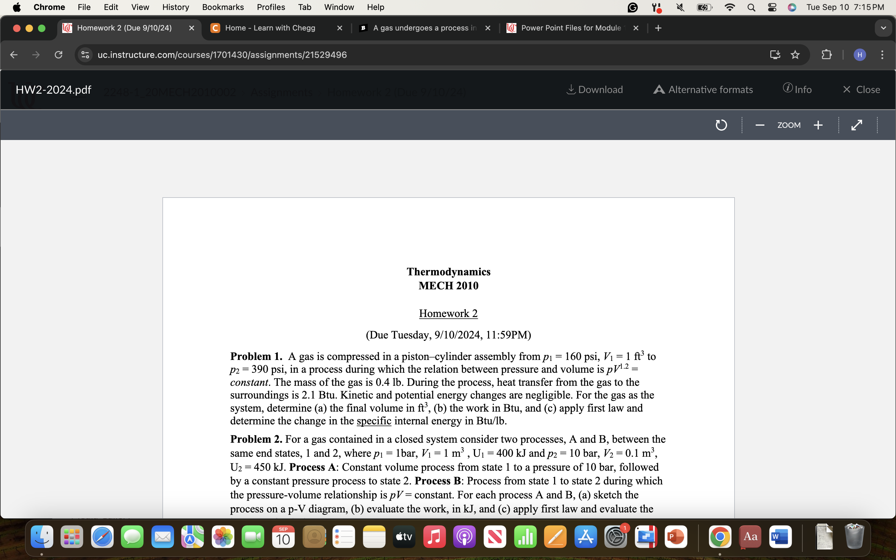 Problem 1 . A gas is compressed in a piston -