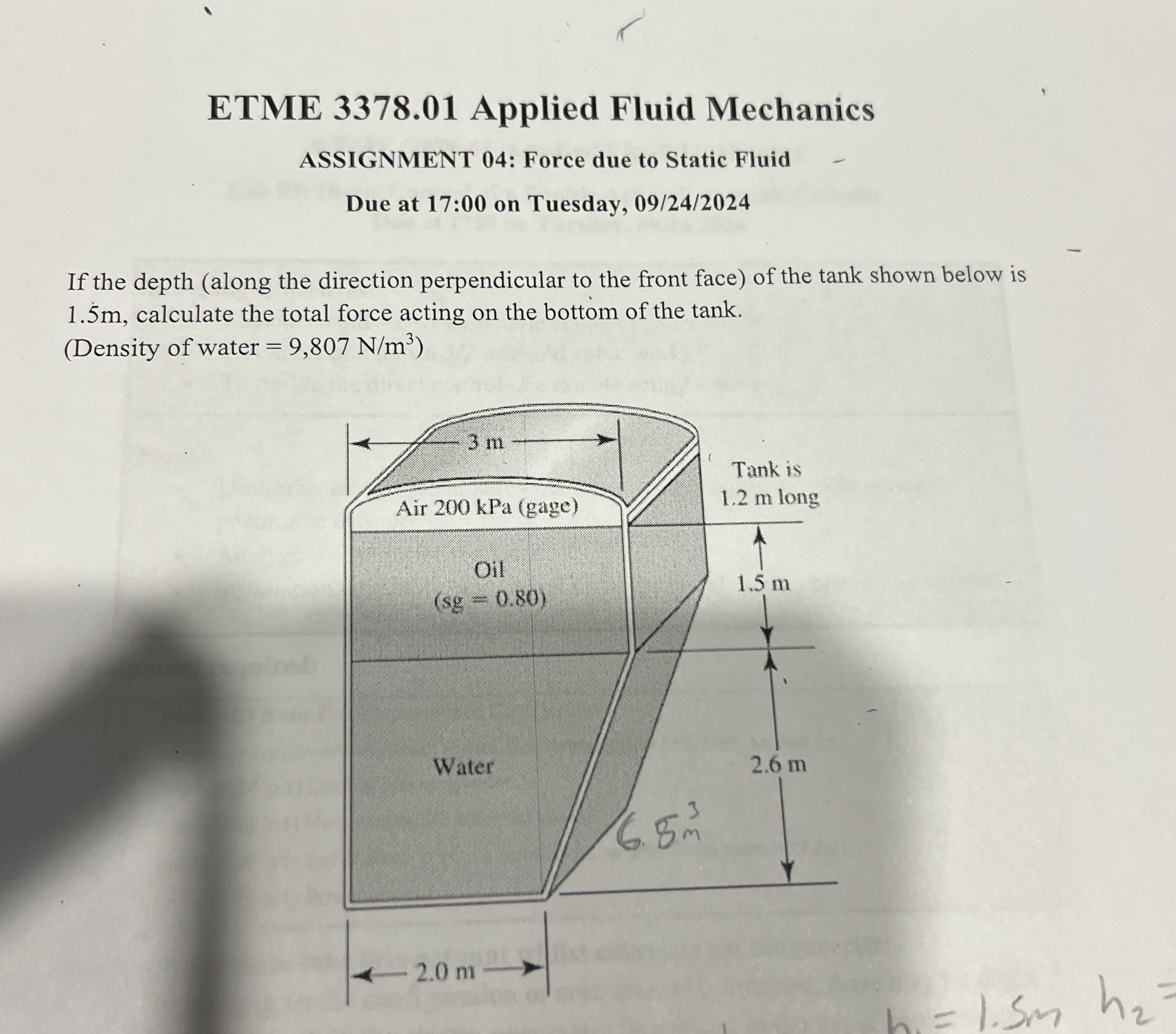 ETME 3 3 7 8 . 0 1 Applied Fluid Mechanics