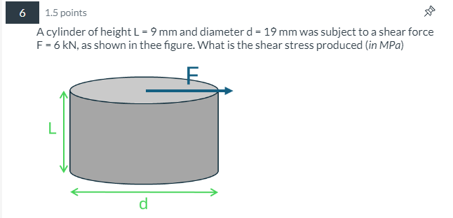 1 . 5 points A cylindrical specimen of diameter 1