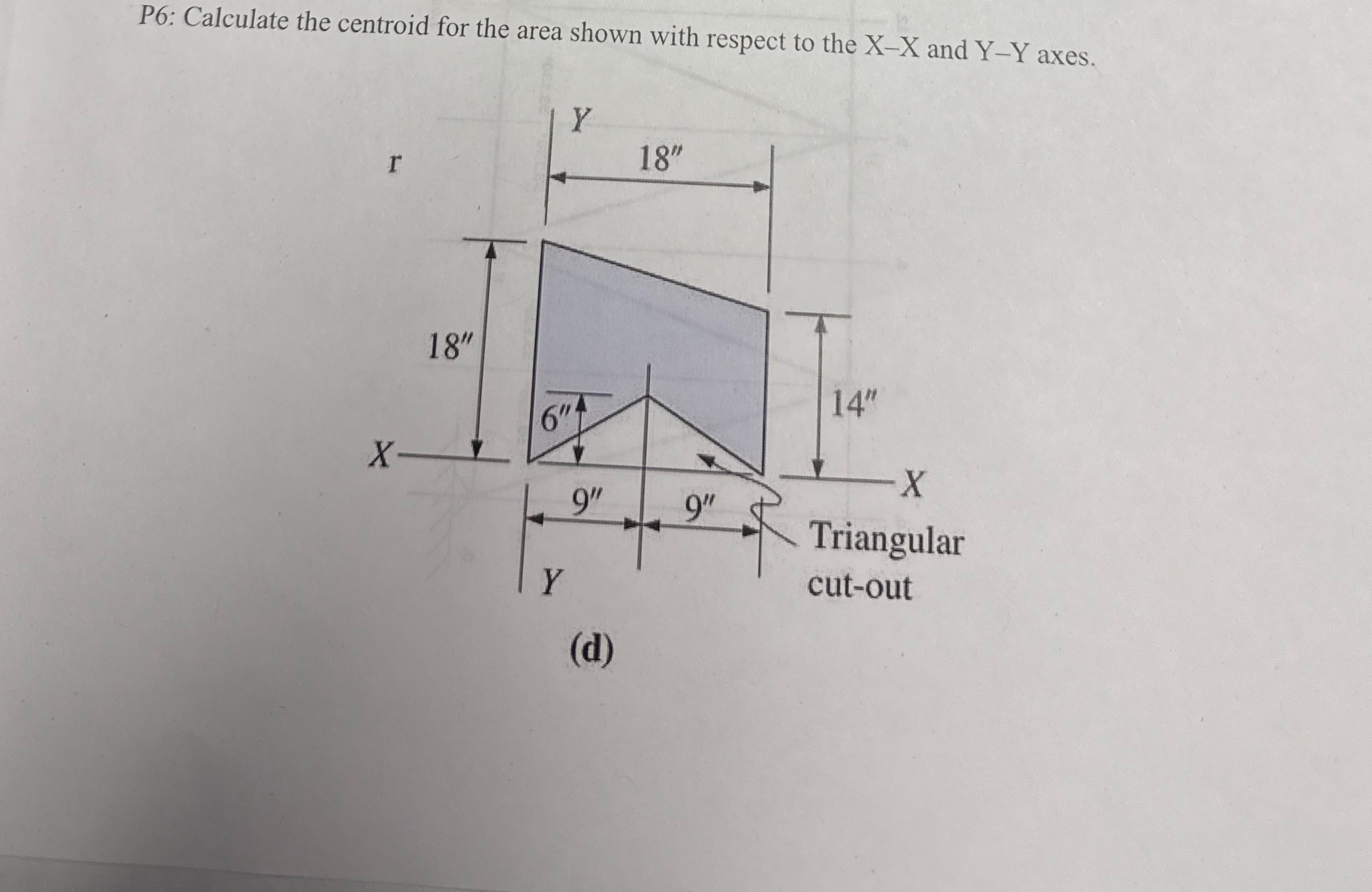 P 6 : Calculate the centroid for the area shown