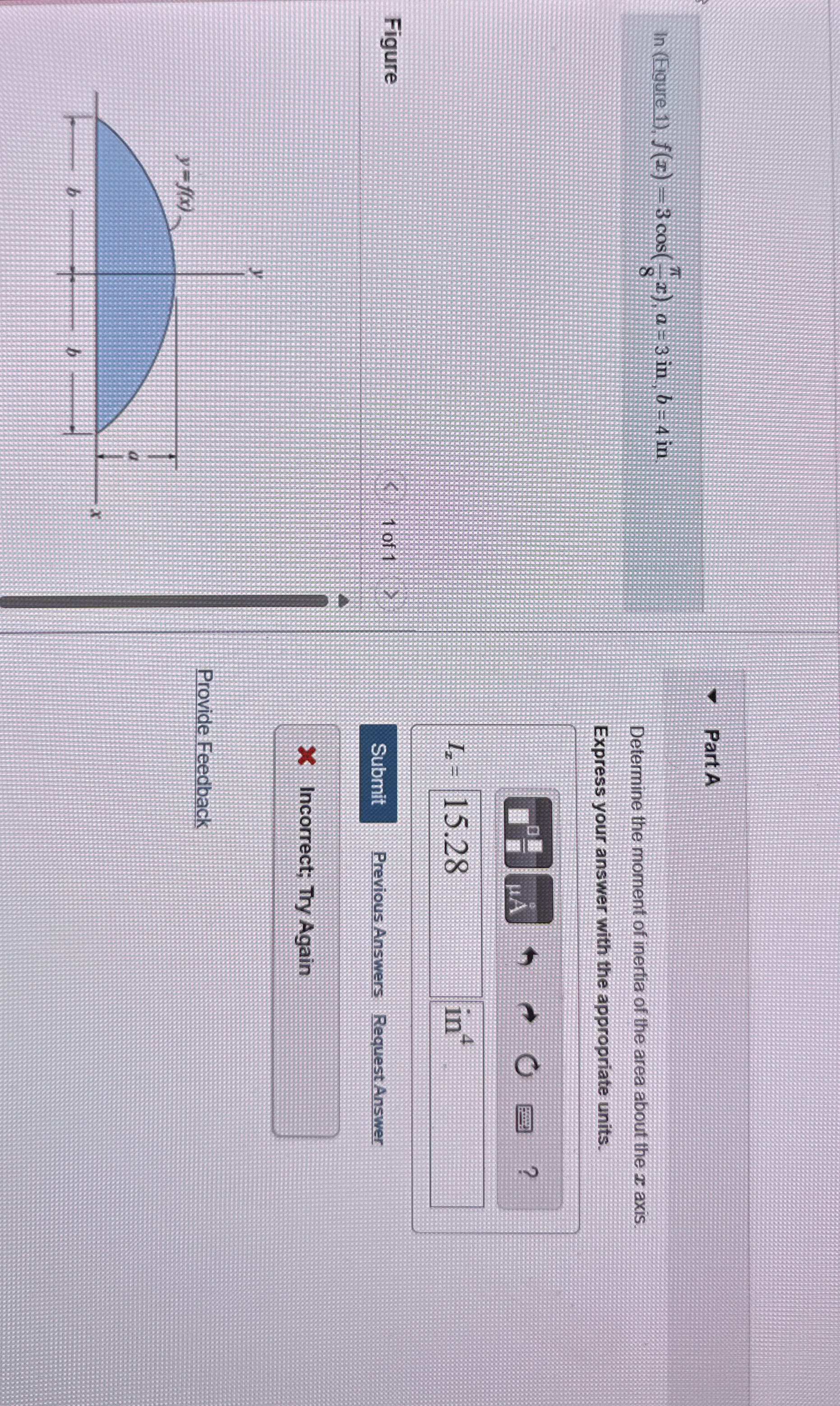 In ( Figure 1 ) . f ( x ) = 3 c o s ( 8 x ) , a =