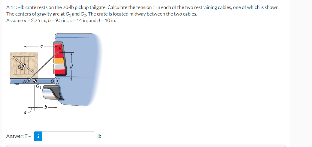 A 1 1 5 - lb crate rests on the 7 0 - lb pickup