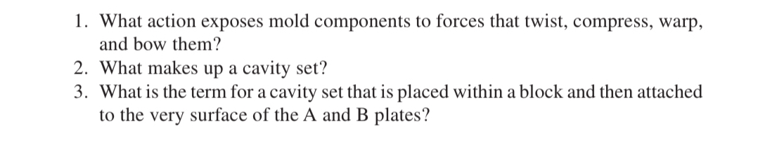 What action exposes mold components to forces