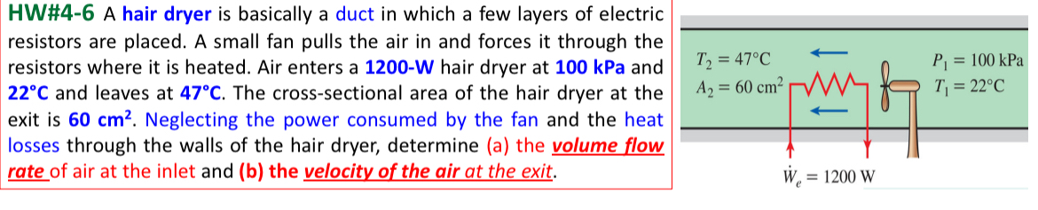 HW# 4 - 6 A hair dryer is basically a duct in