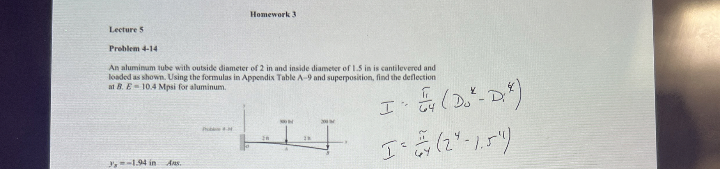 Homework 3 Lecture 5 Problem 4 - 1 4 An aluminum