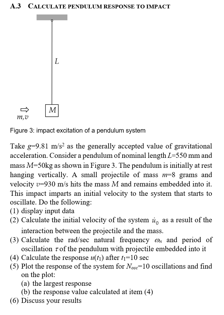 A . 3 CALCULATE PENDULUM RESPONSE TO IMPACT