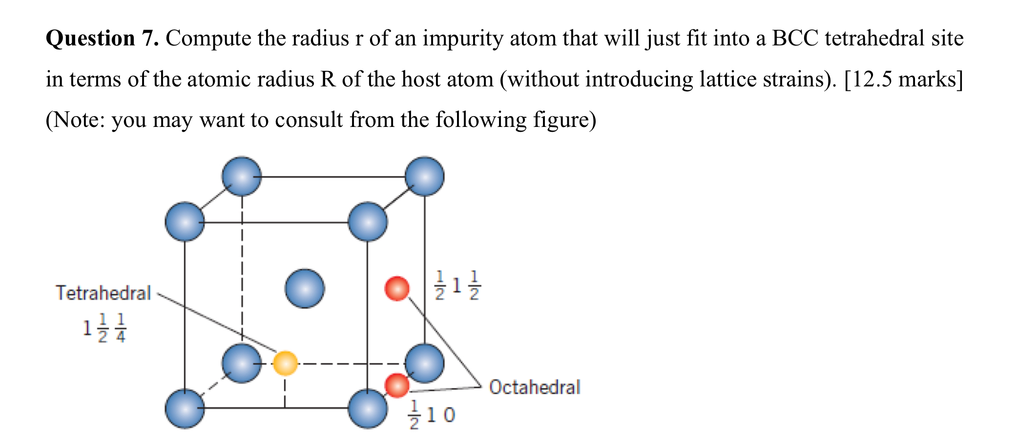 Question 7 . Compute the radius r of an impurity