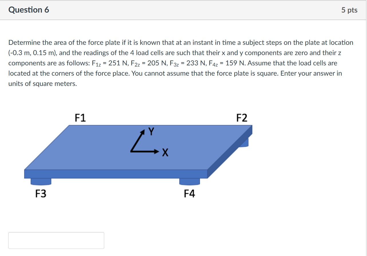 Question 6 Determine the area of the force plate