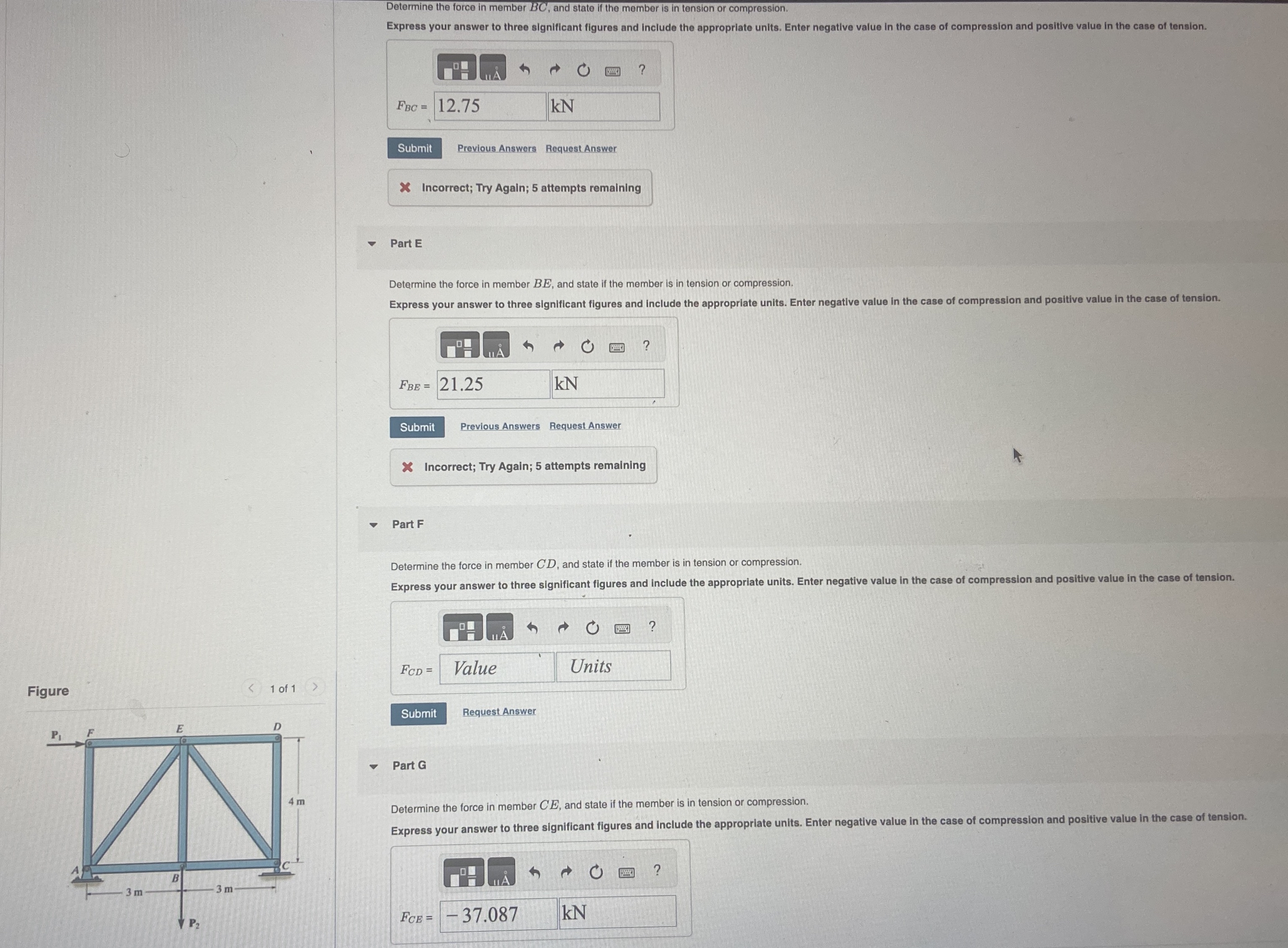 How to solve Determine the force in member B C ,