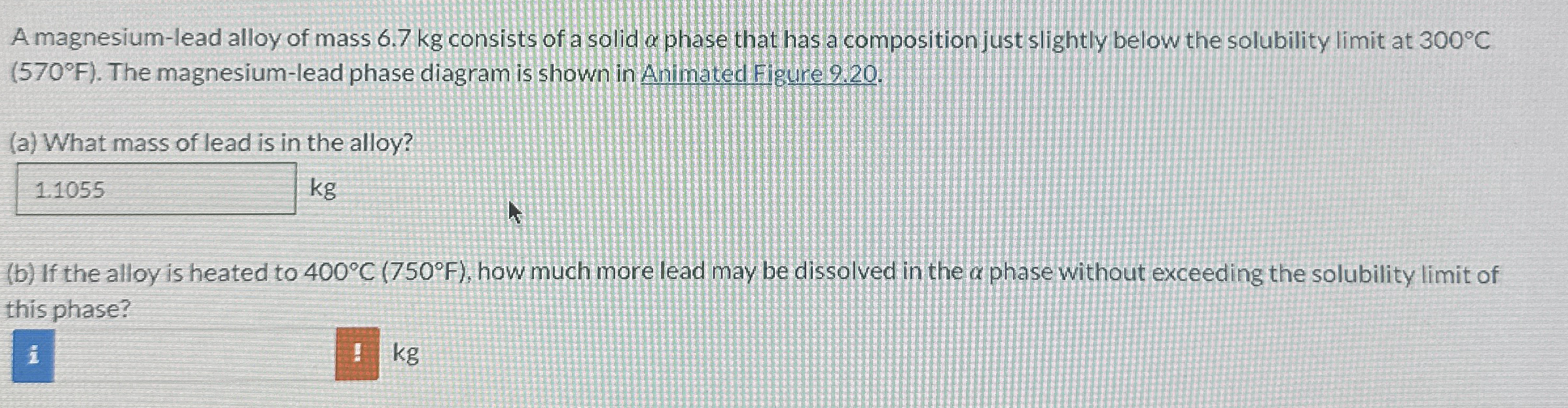 A magnesium - lead alloy of mass 6 . 7 kg