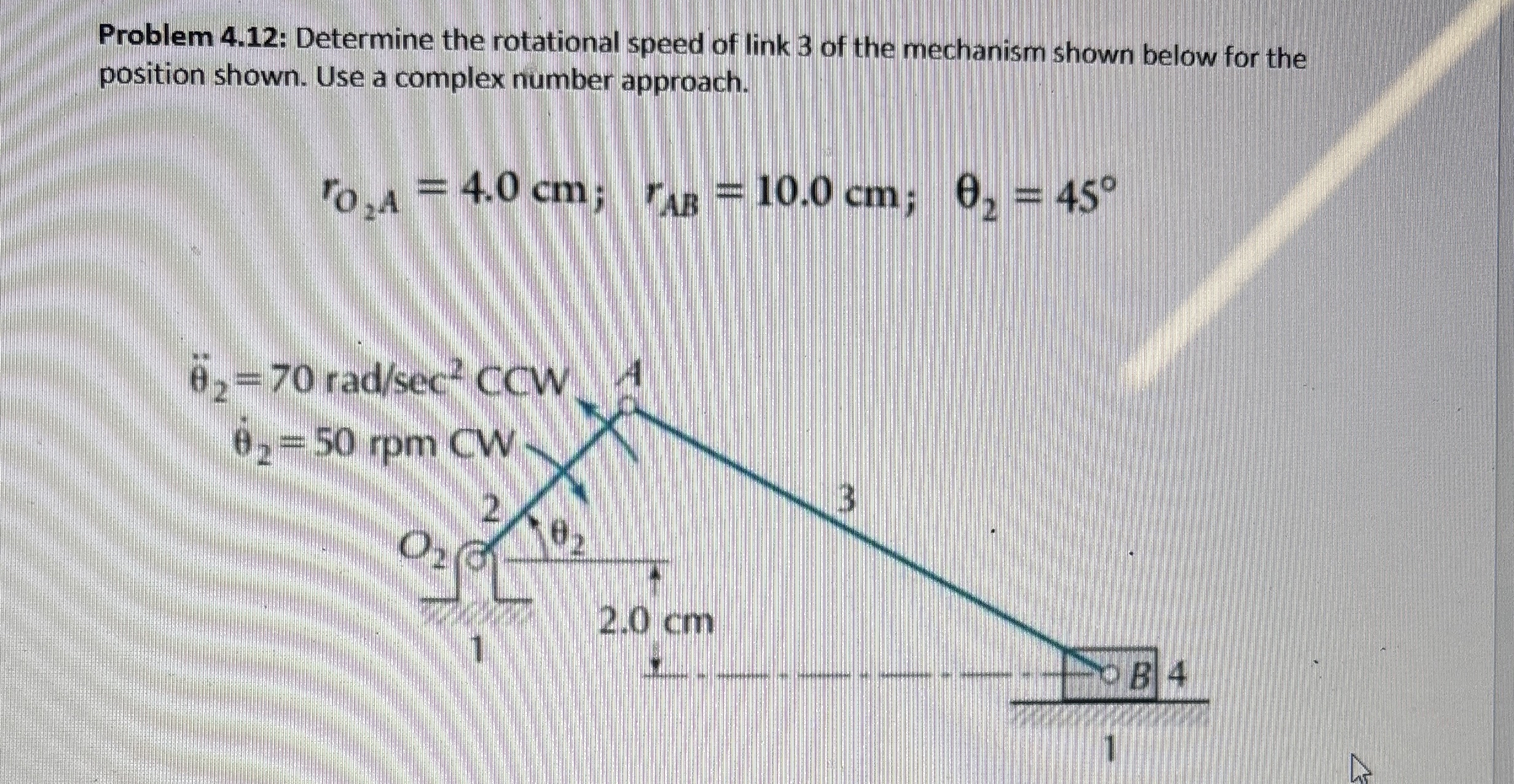 Problem 4 . 1 2 : Determine the rotational speed