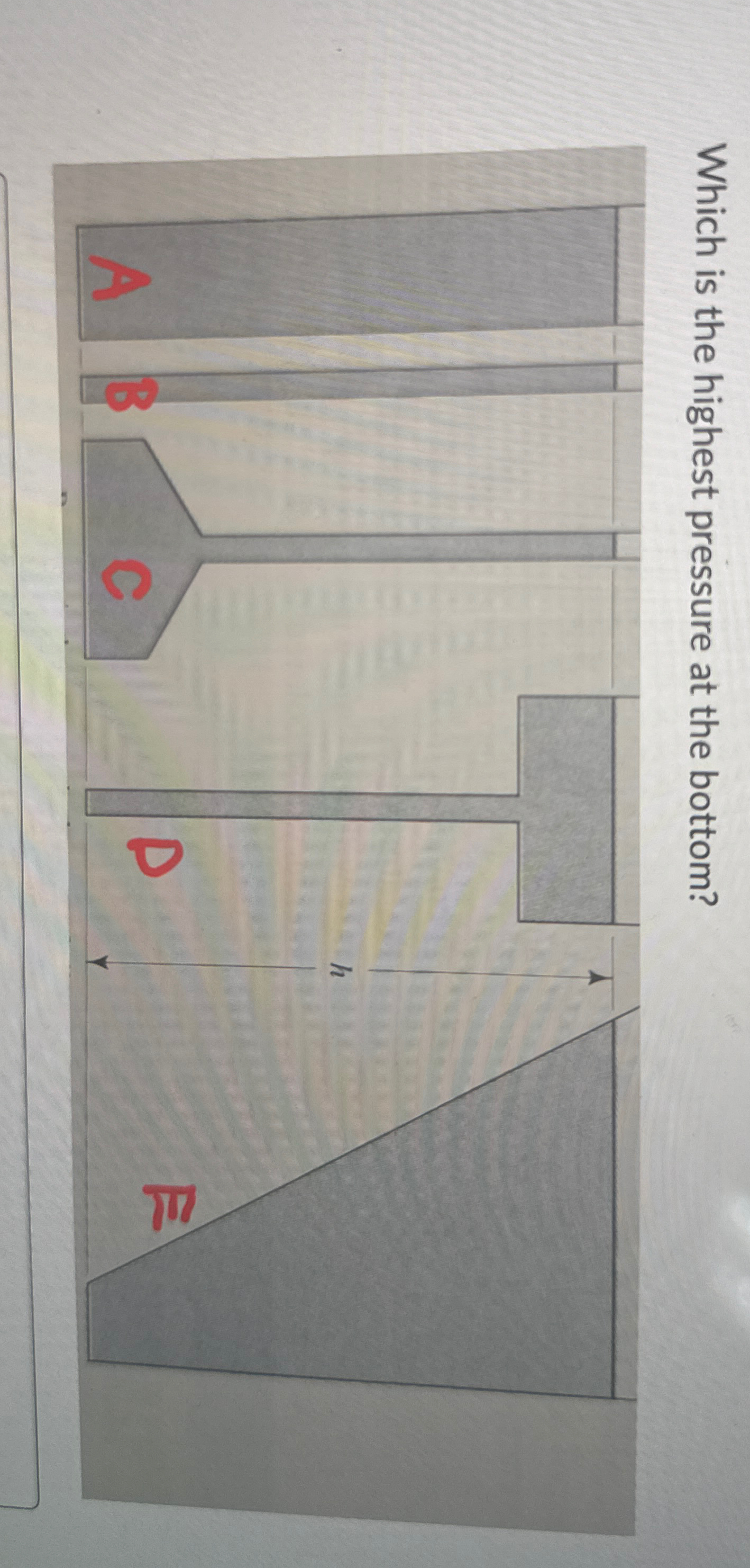 Which is the highest pressure at the bottom?