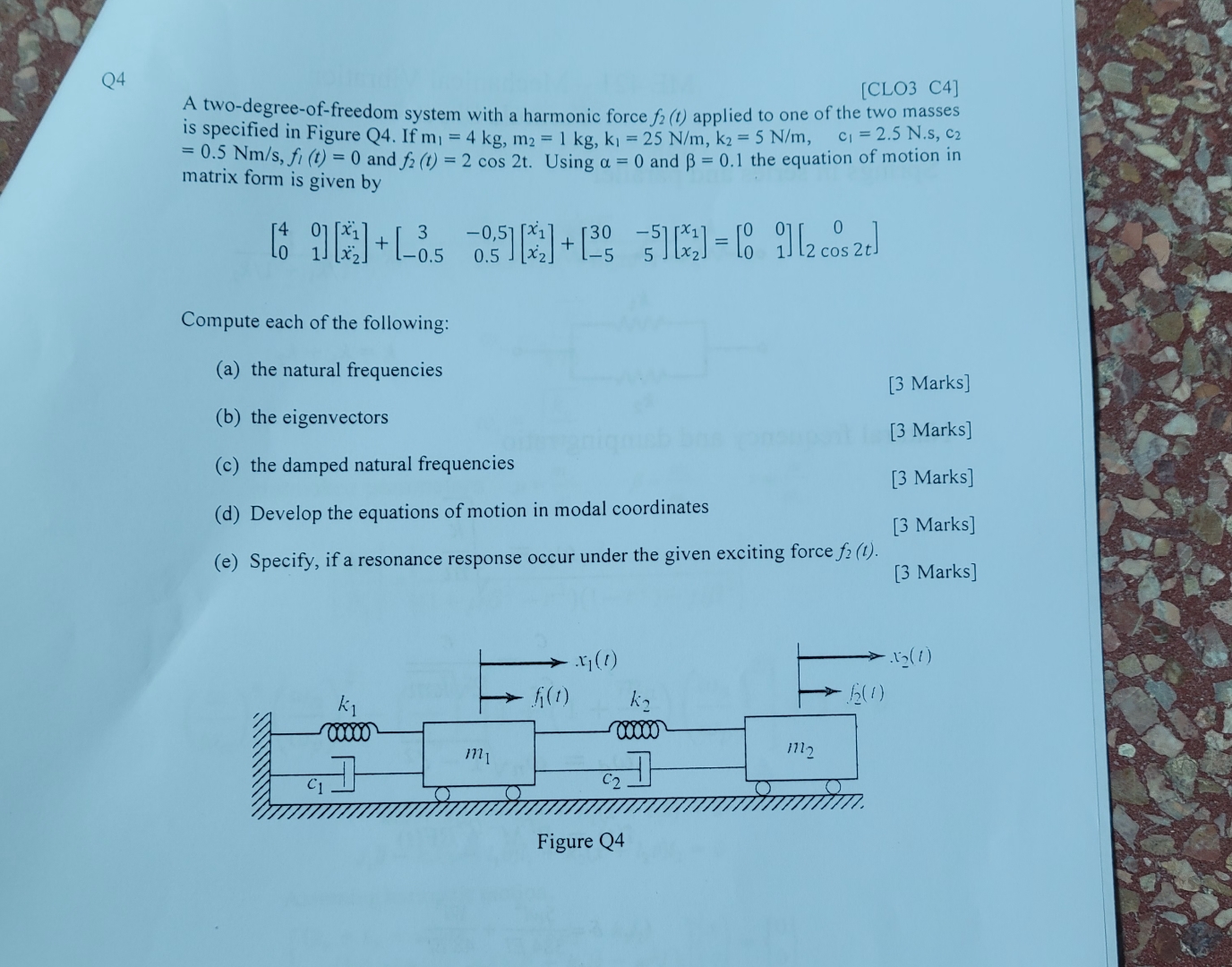 Q 4 A two - degree - of - freedom system with a
