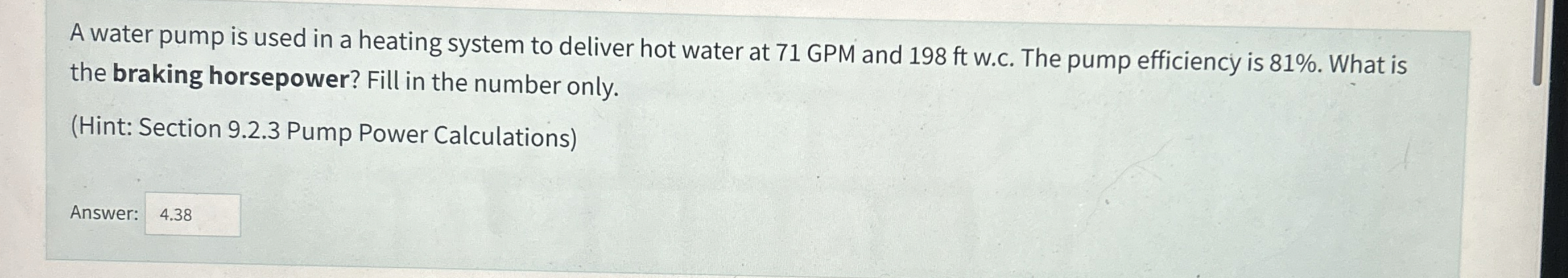 A water pump is used in a heating system to