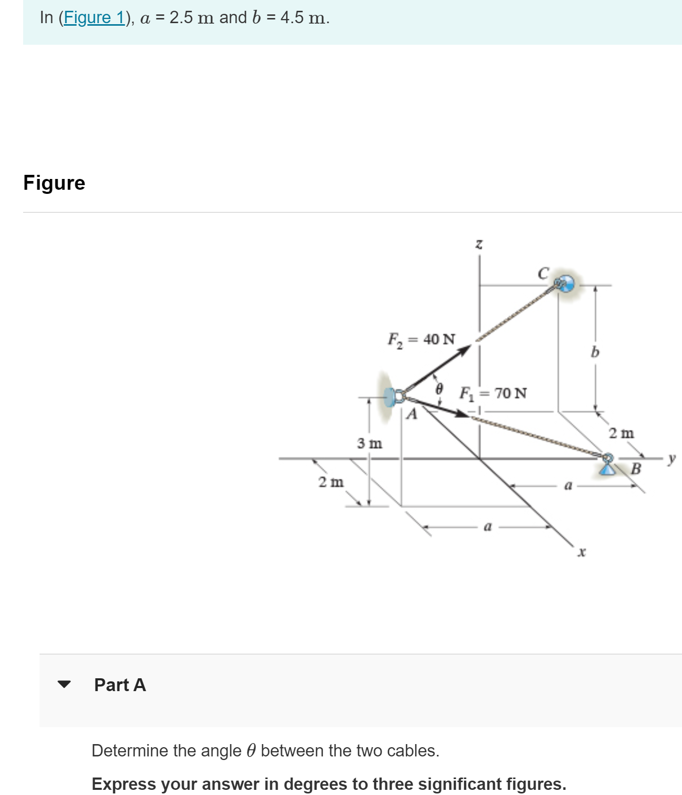 In ( Figure 1 ) , a = 2 . 5 m and b = 4 . 5 m .