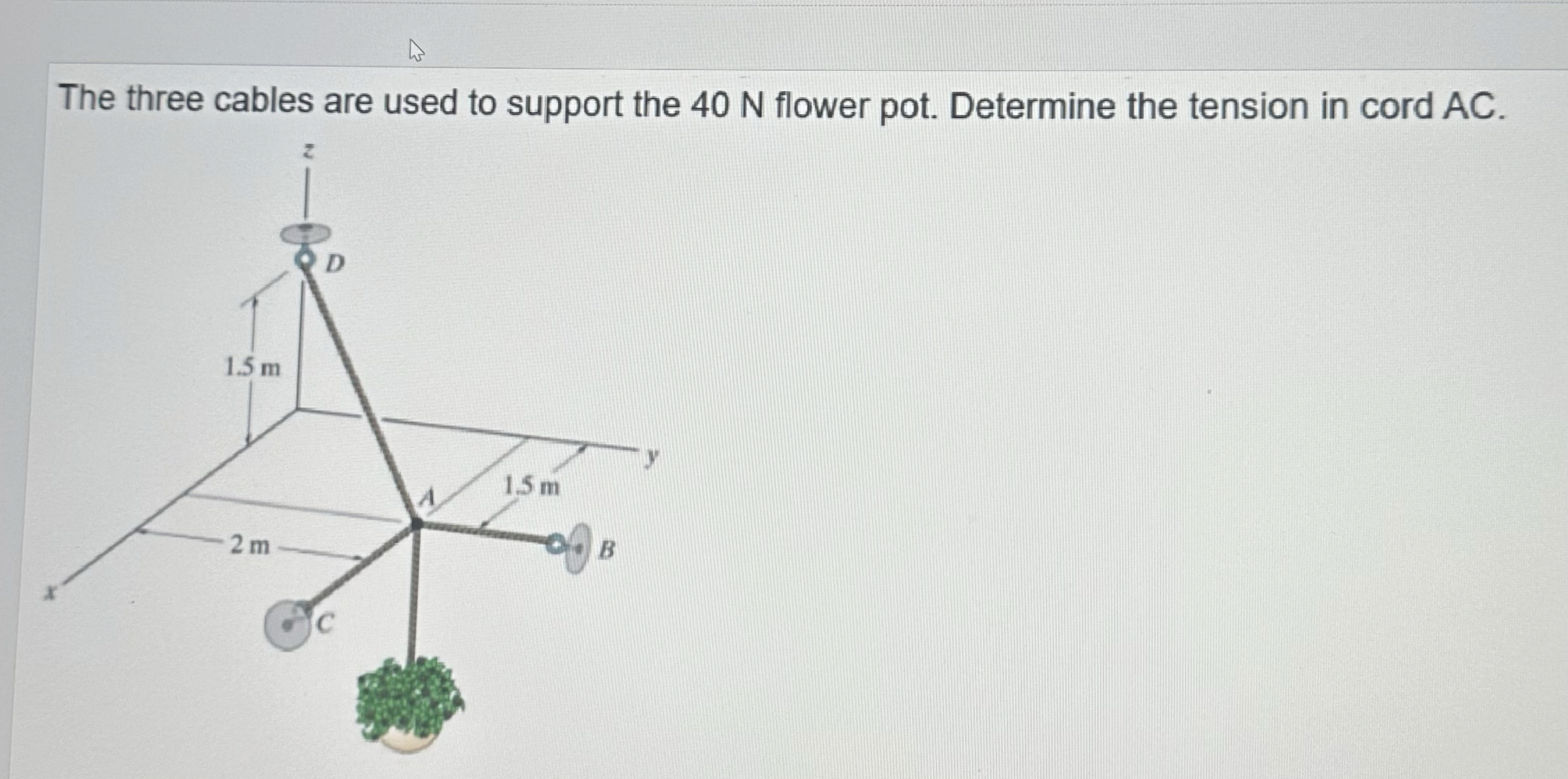 The three cables are used to support the 4 0 N