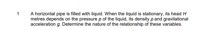 1 A horizontal pipe is filled with liquid. When
