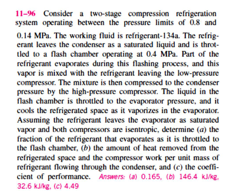 Consider a two - stage compression refrigeration