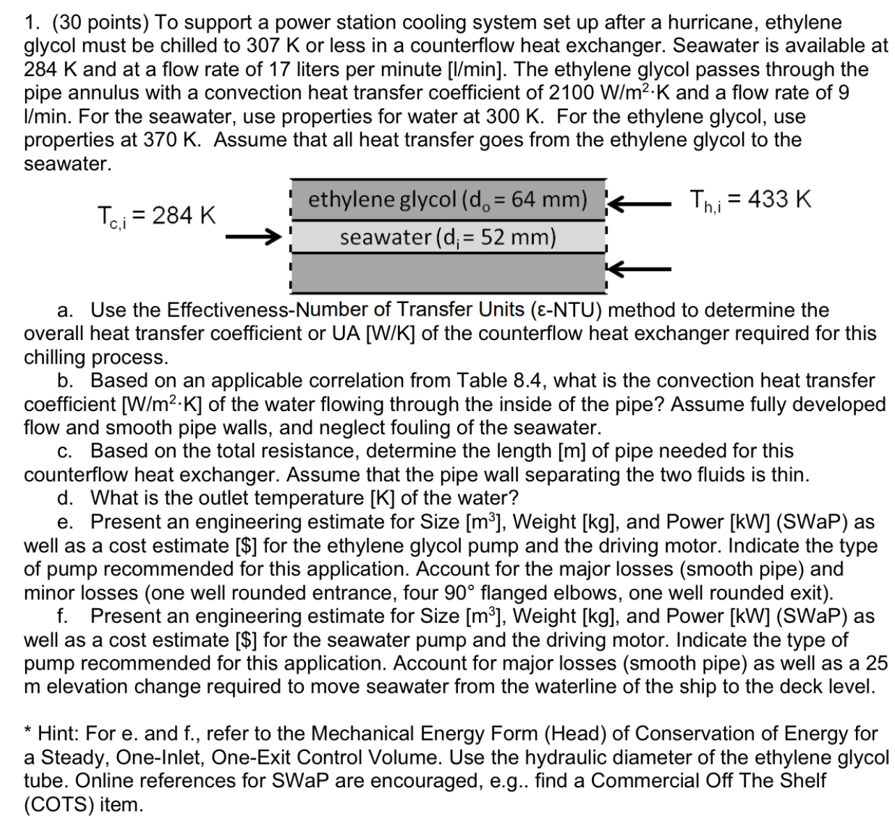 ( 3 0 points ) To support a power station cooling
