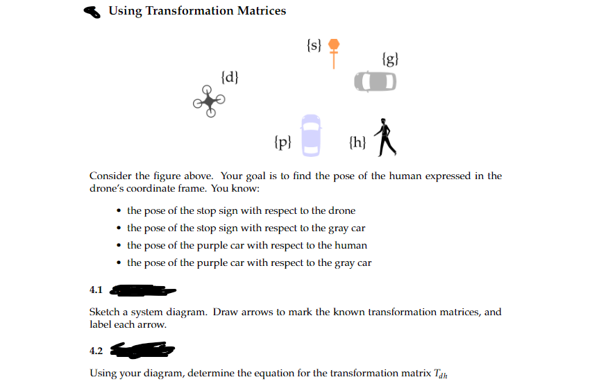 Using Transformation Matrices Consider the figure