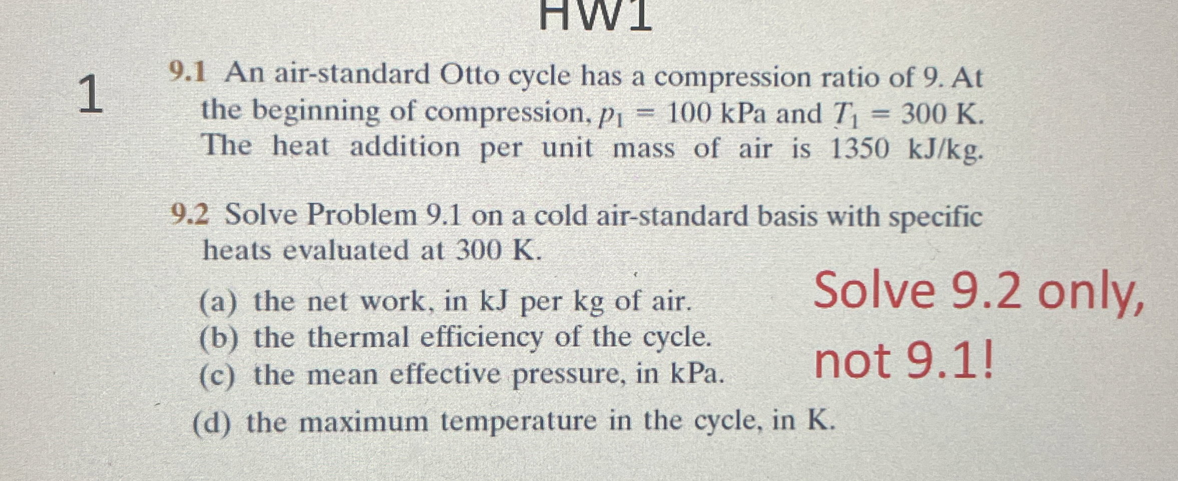 1 9 . 1 An air - standard Otto cycle has a