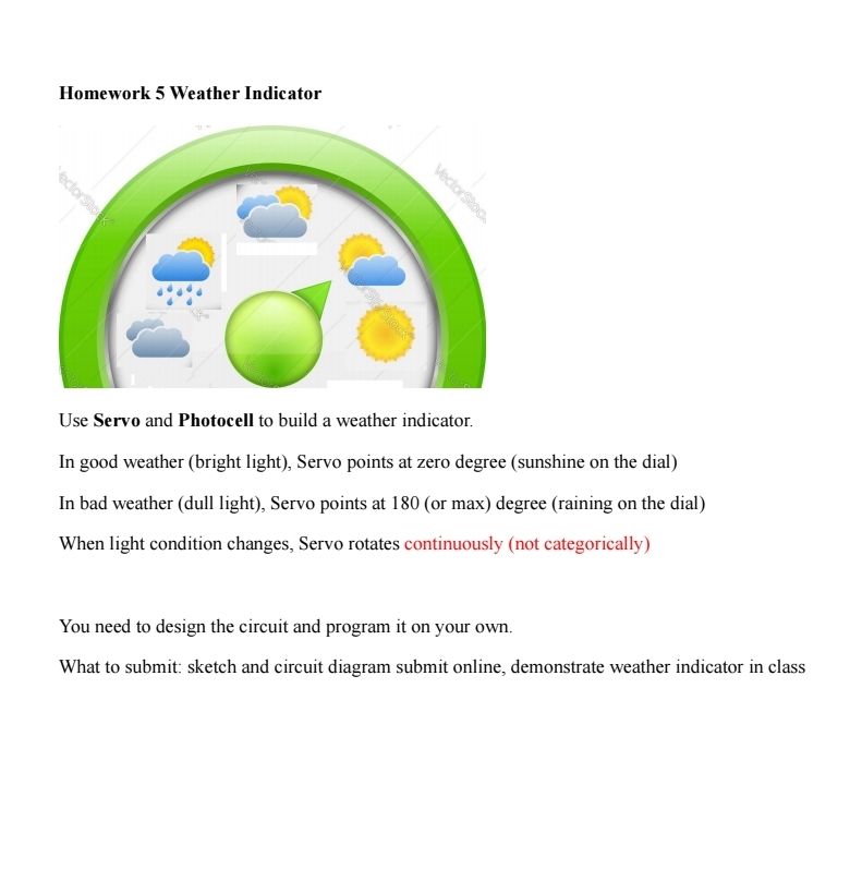 Homework 5 Weather Indicator Use Servo and