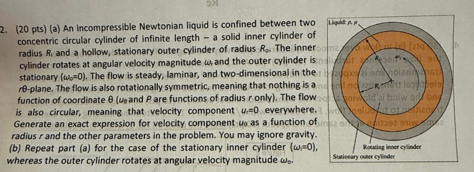 ( 2 0 pts ) ( a ) An incompressible Newtonian