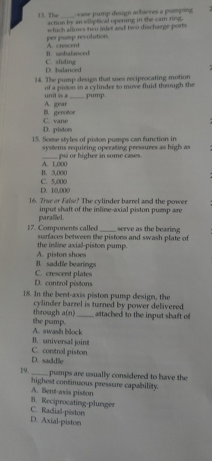 The vane punp design achieves a pumping action by