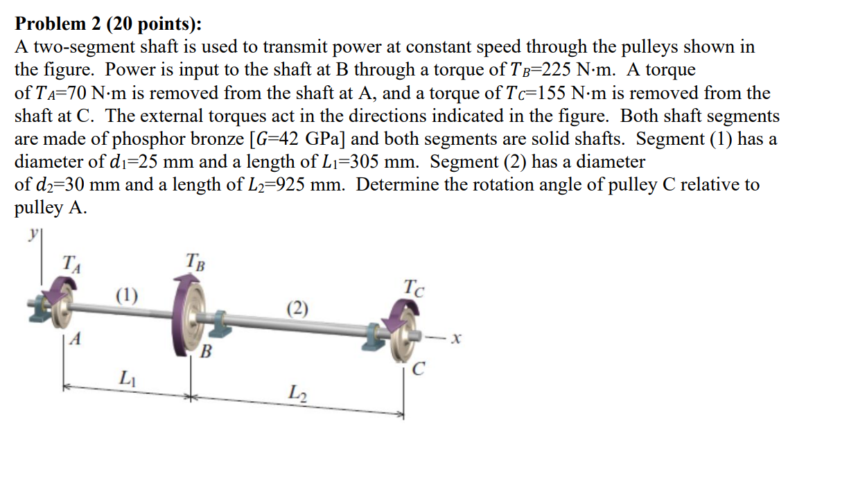 Problem 2 ( 2 0 points ) : A two - segment shaft