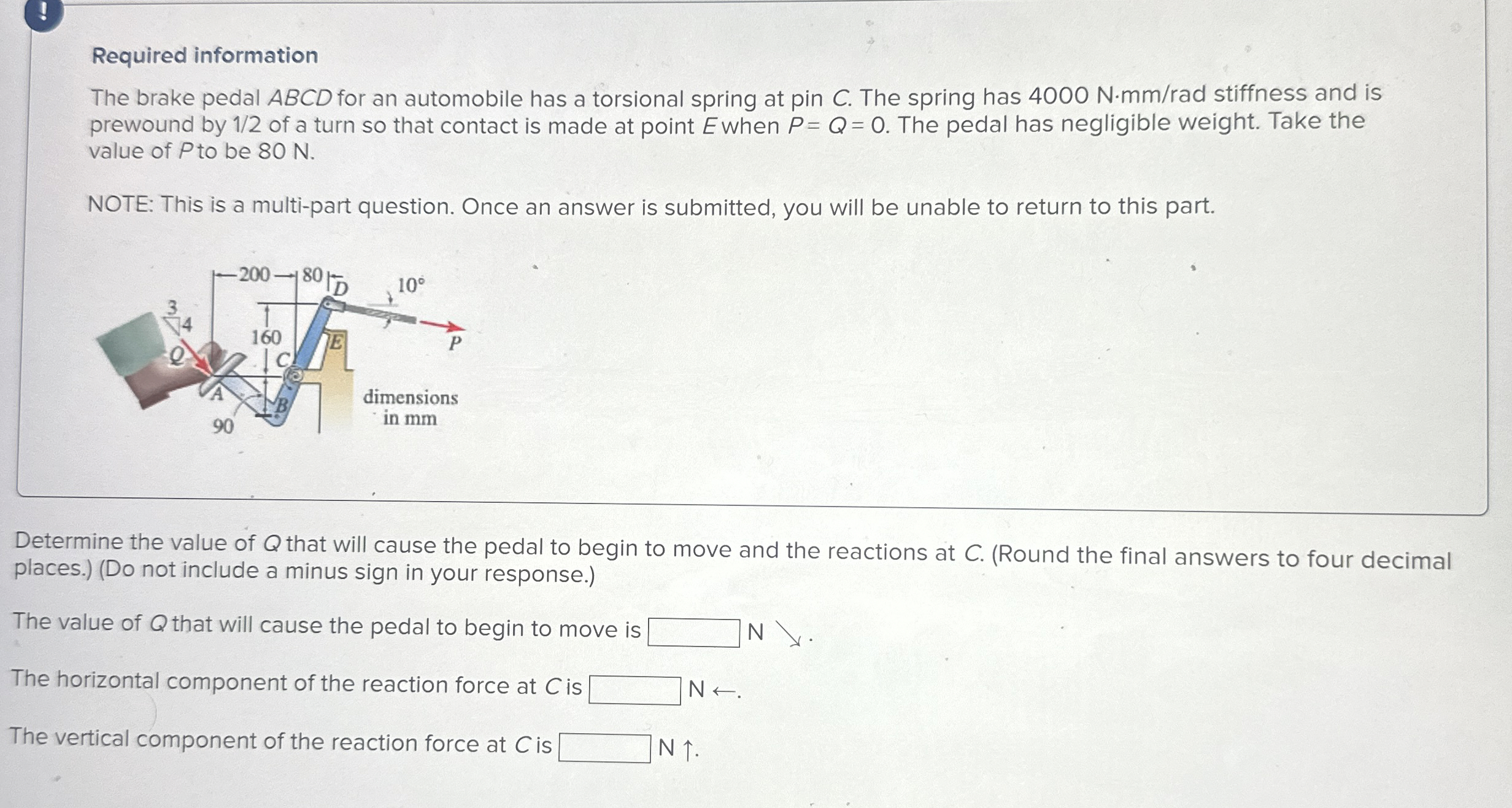 Required information The brake pedal ABCD for an