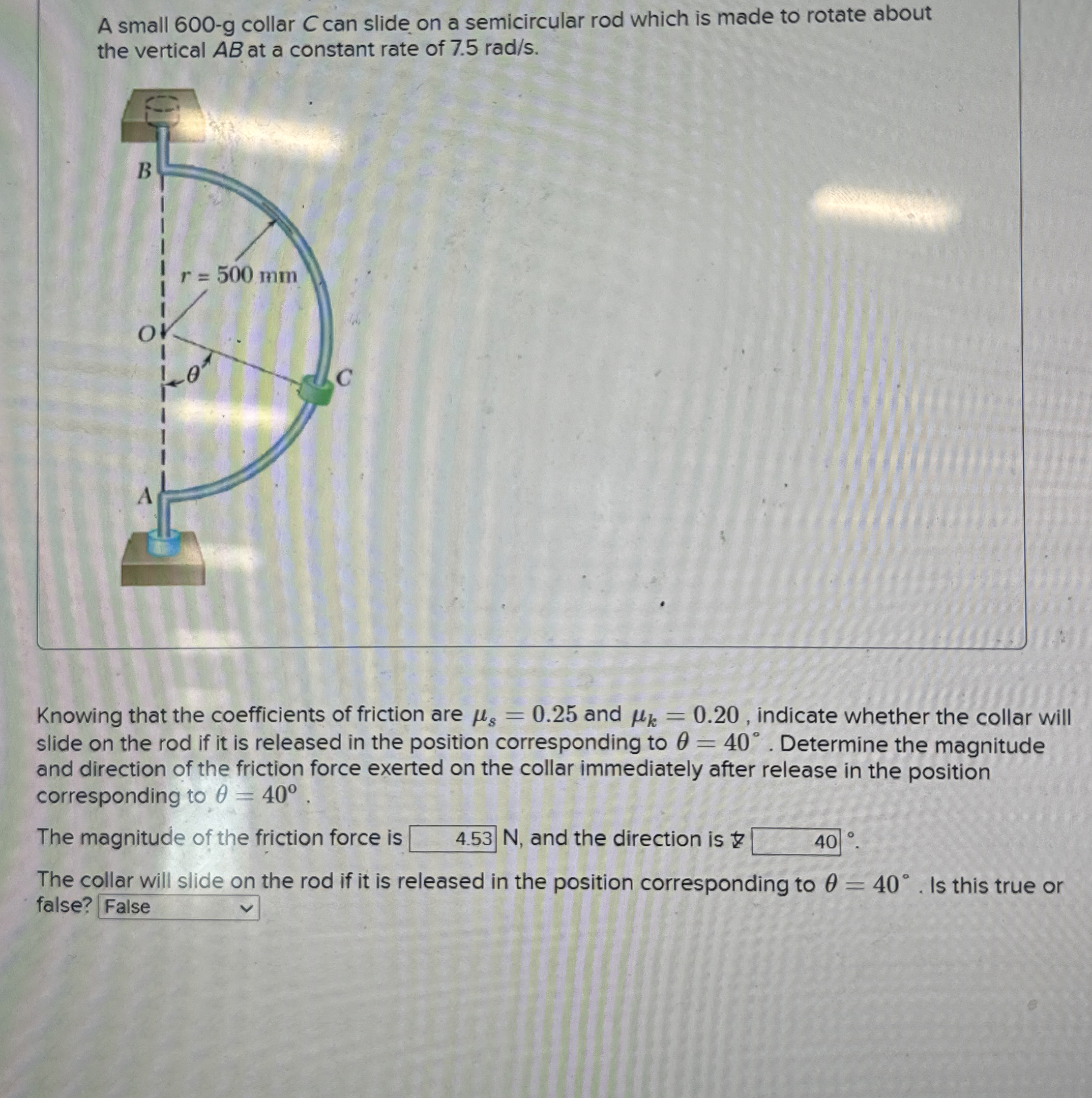A small 6 0 0 - g collar C can slide on a