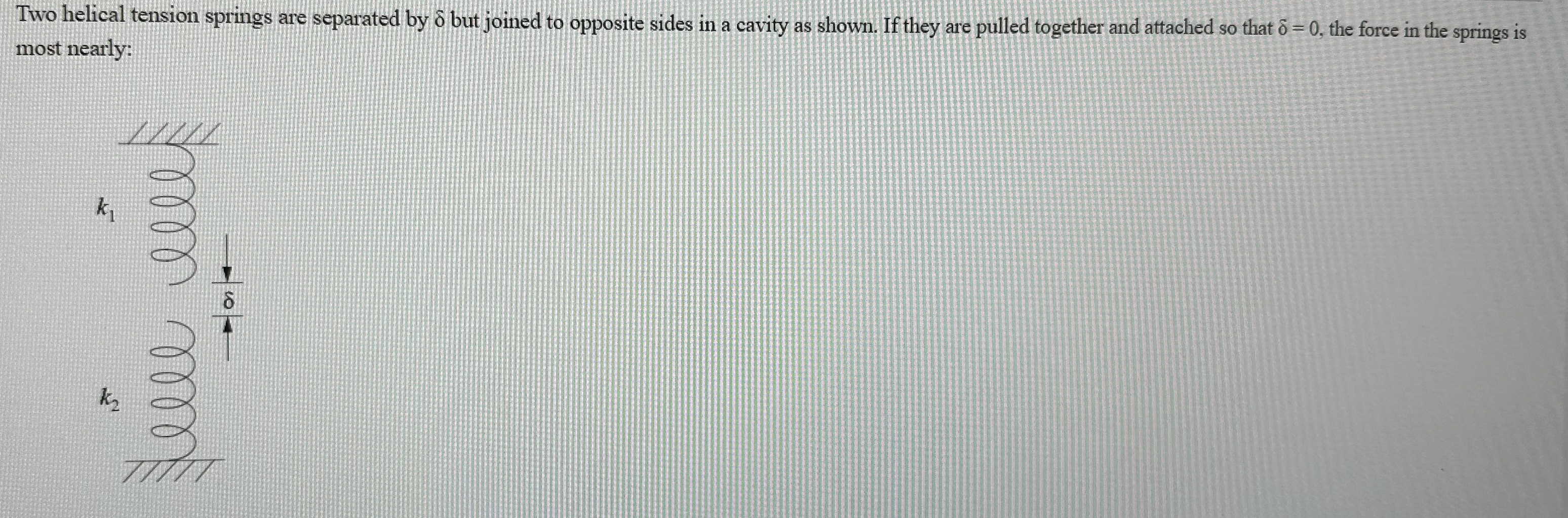 Two helical tension springs are separated by but